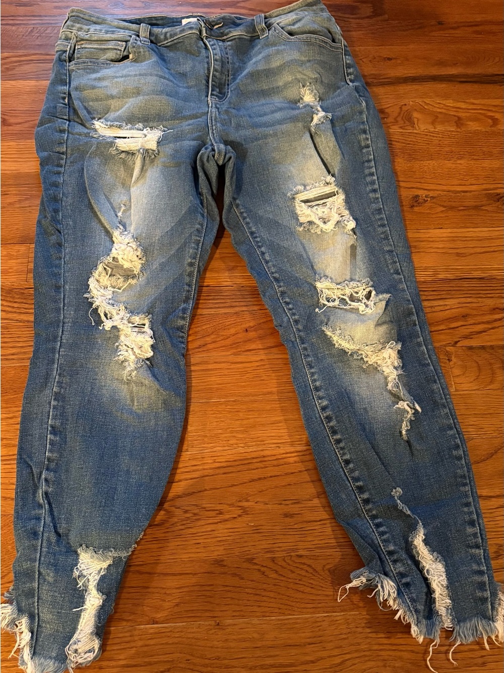 Ms. Cello Straight Leg Raw Hem Distressed Jeans, Size 14, EUC